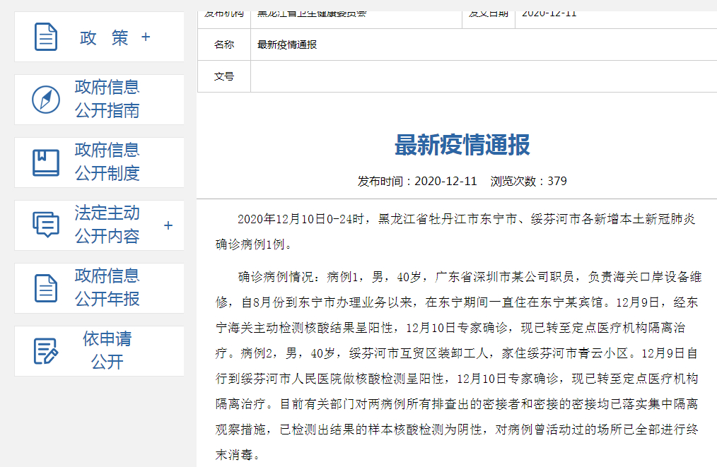 黑龙江新增本土确诊病例情况，这些病例具体分布在哪？